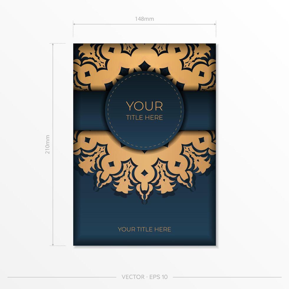 Dark blue invitation card template with abstract ornament. Elegant and classic elements ready for print and typography. illustration. vector