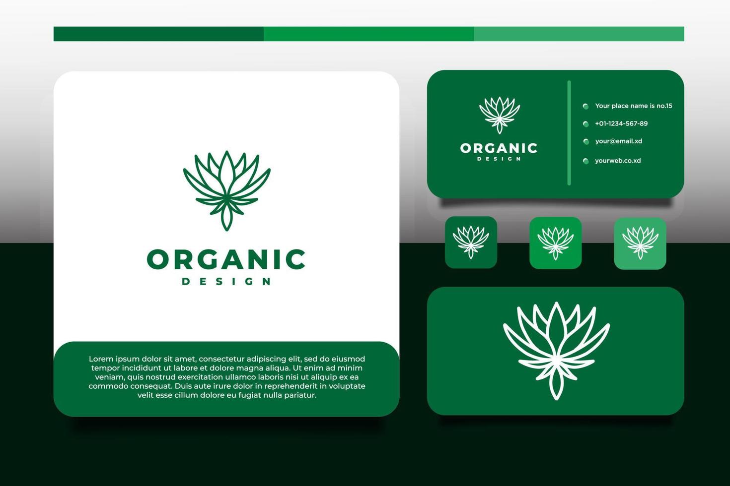 organic logo design and business card template vector