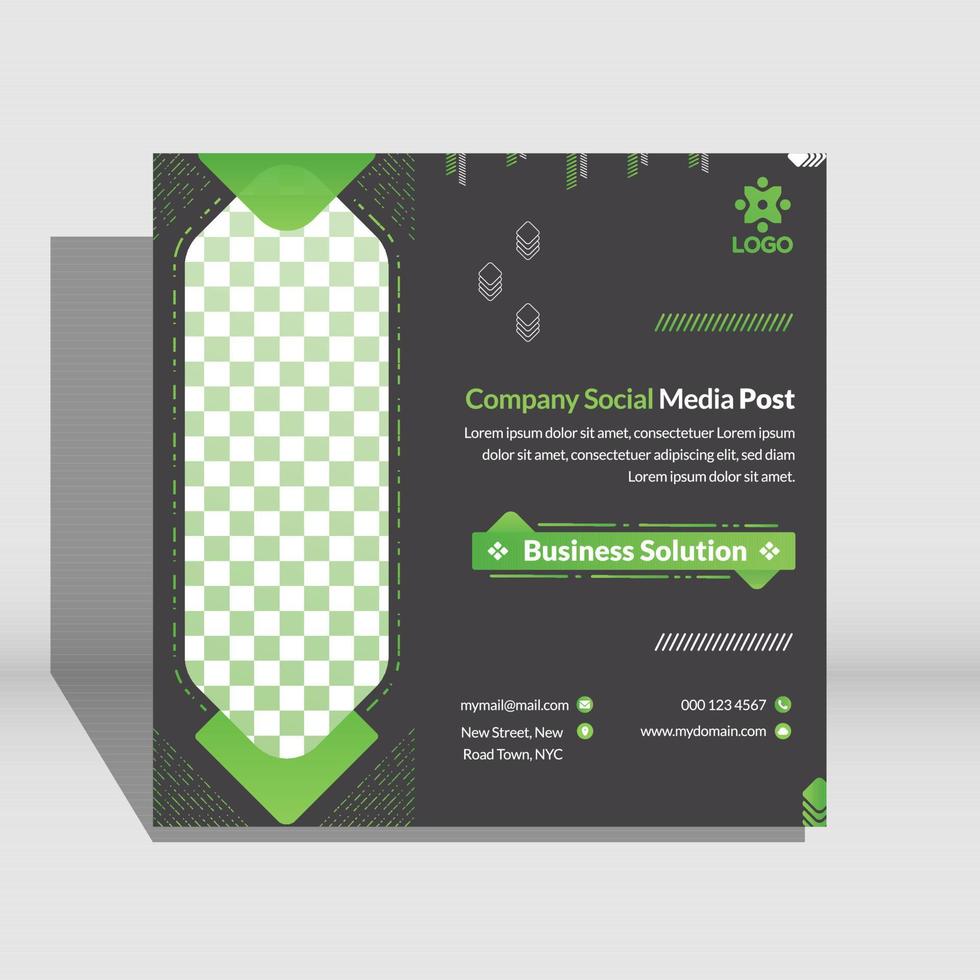 Green square gradient social media post template business theme Instagram layout Premium Vector