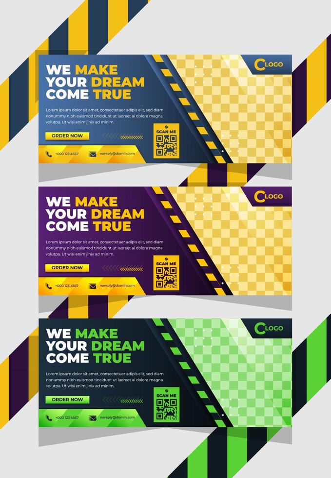 Yellow gradient Construction Billboard Banner cover premium template vector on white background