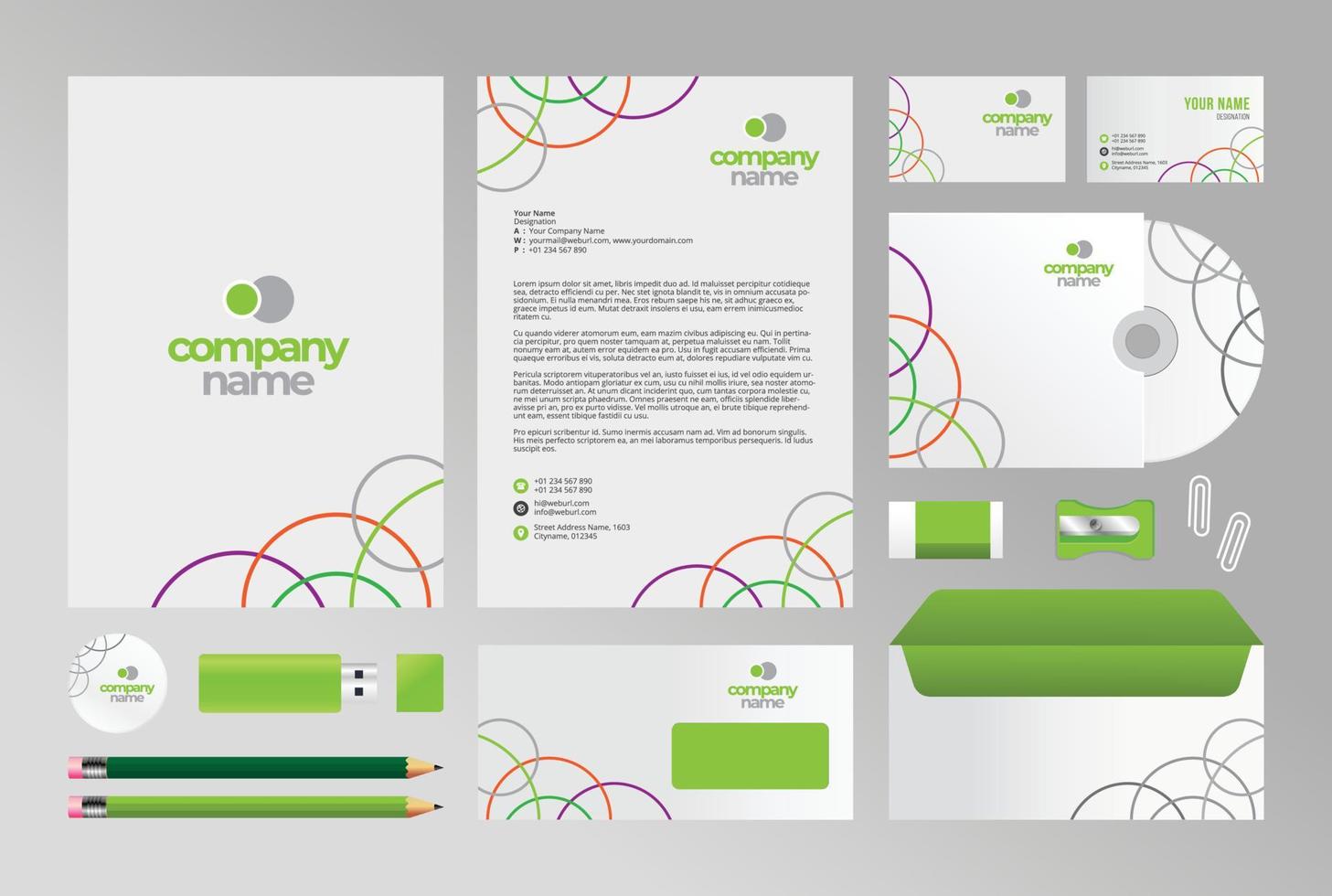 Stationery Design, Corporate Identity Template vector