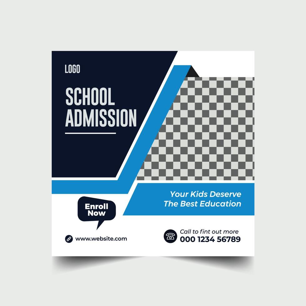 School Admission Social media post banner template vector