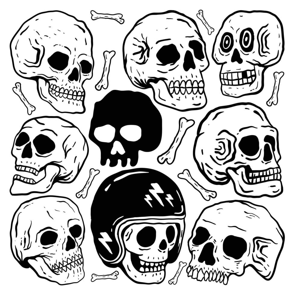 Set of hand drawn skulls Free Vector