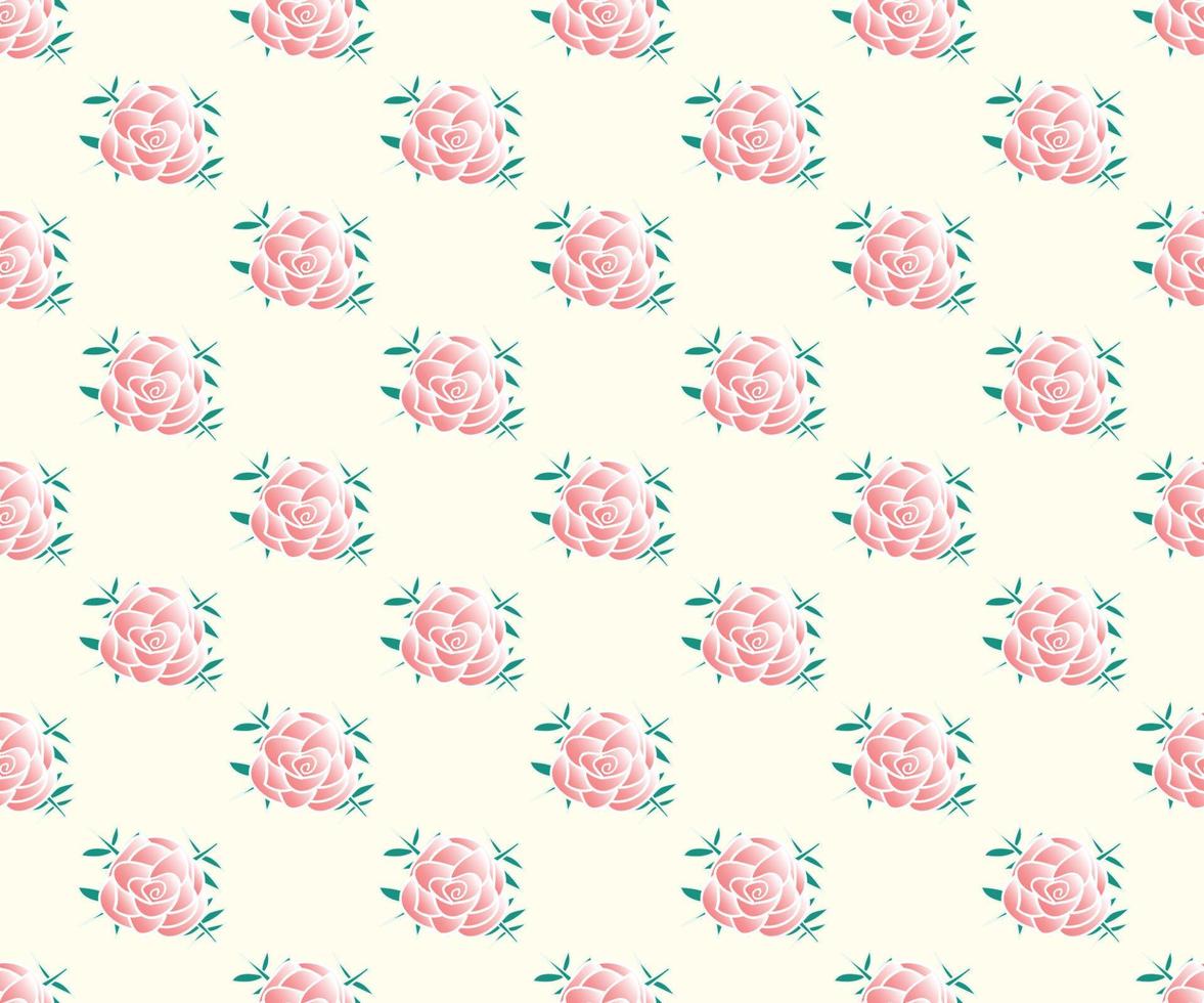 Pink Rose Seamless on Beige Ivory Background vector