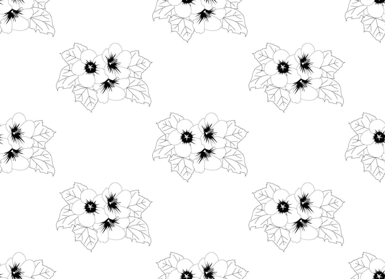 Hibiscus syriacus - Rose of Sharon Seamless on White Background vector
