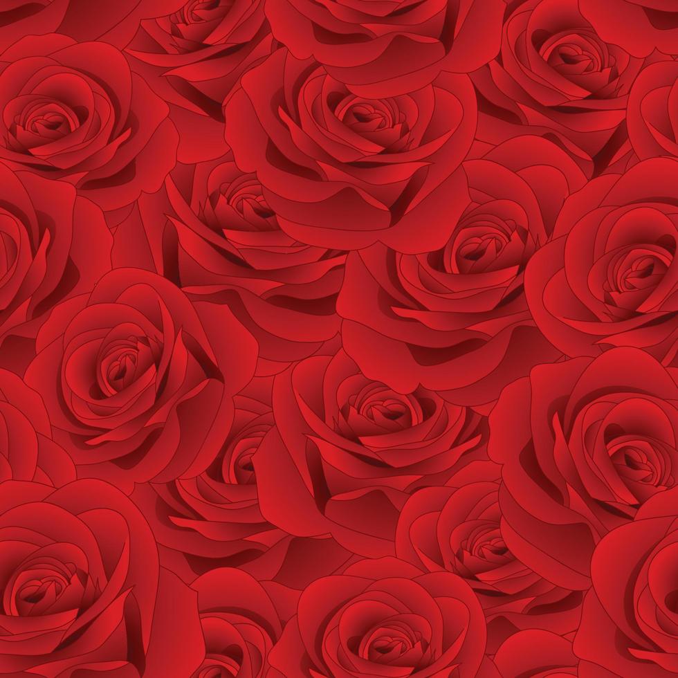 Beautiful Red Rose - Rosa Seamless Background vector