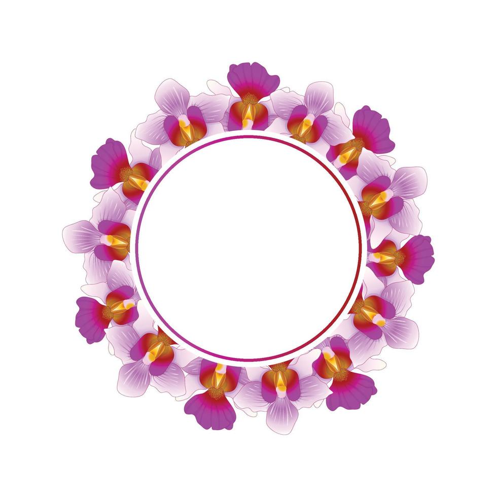 Purple Vanda Miss Joaquim Orchid Banner Wreath vector