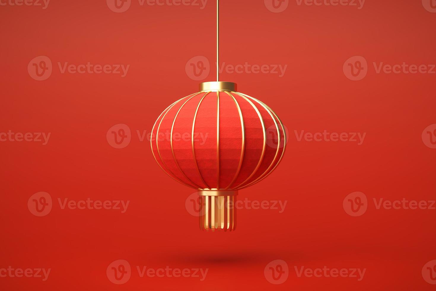 Chinese lantern on red background lamp light china celebration traditional holiday 3D rendering photo