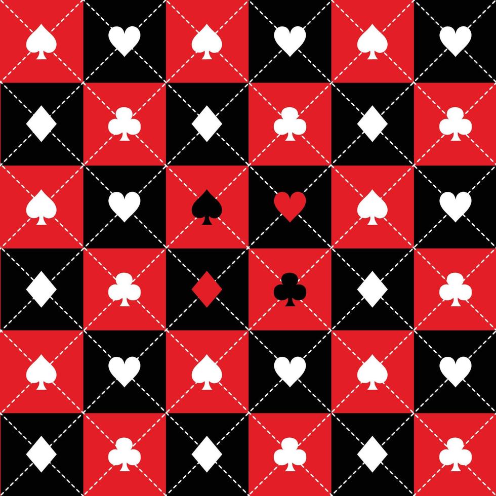 Card Suits Red Black White Chess Board Diamond Background vector