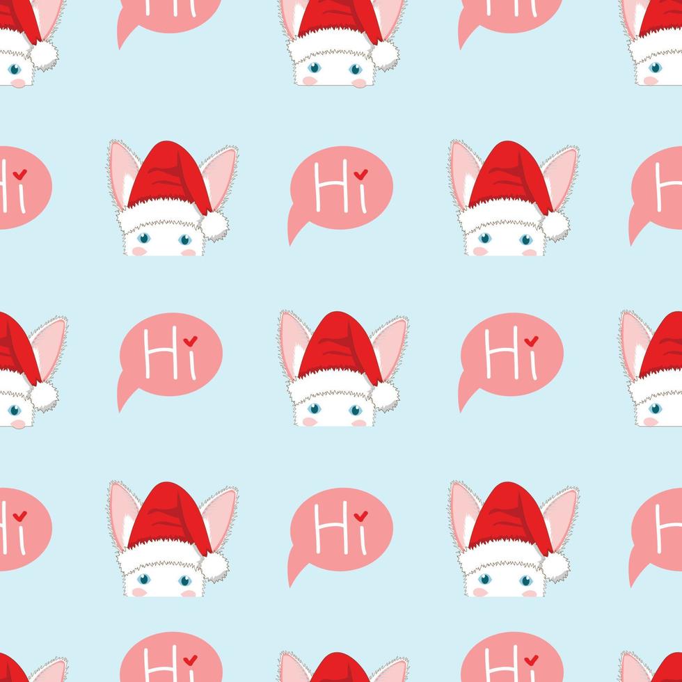 White Rabbit Sneaking Christmas Day on Blue Background vector