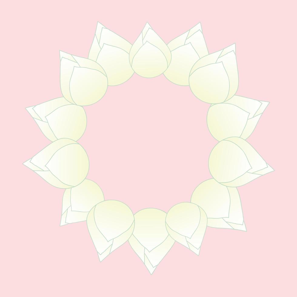 White Bud Indian lotus Wreath vector