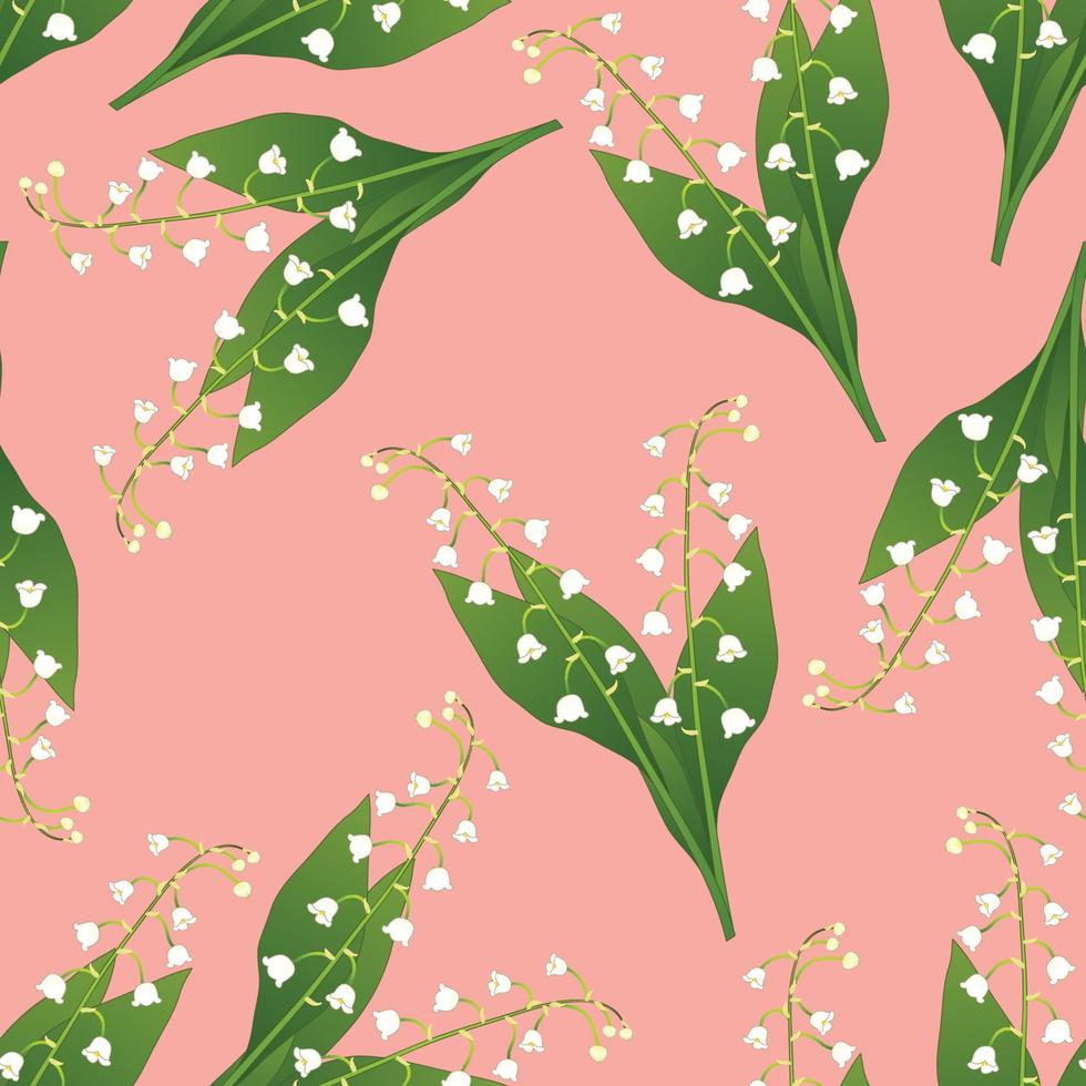 White Lily of the Valley on Pink Background vector