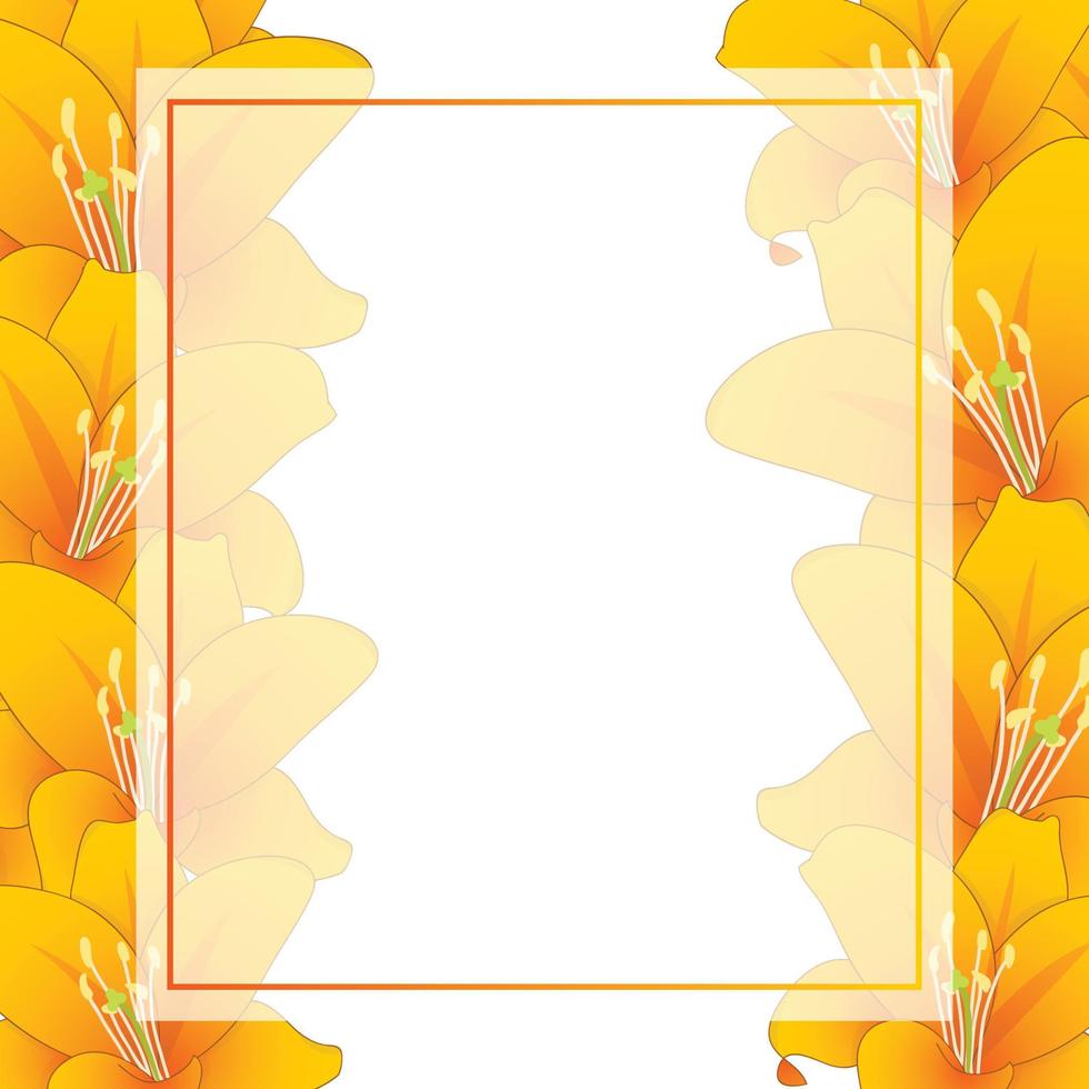 Orange Lily Banner Card Border vector