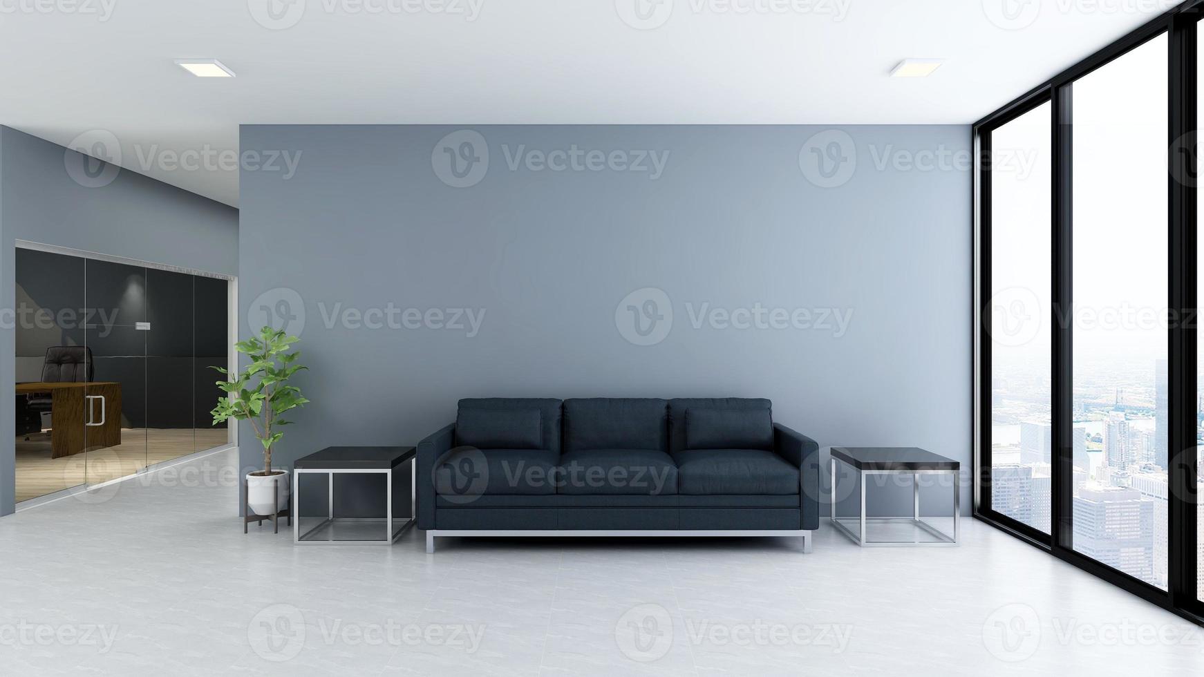 modern office lobby waiting room for company logo mockup with 3d rendering photo