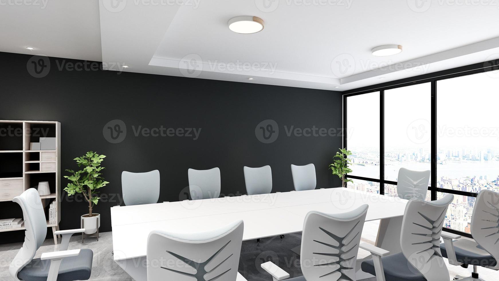3d rendering modern office meeting room for company logo mockup photo