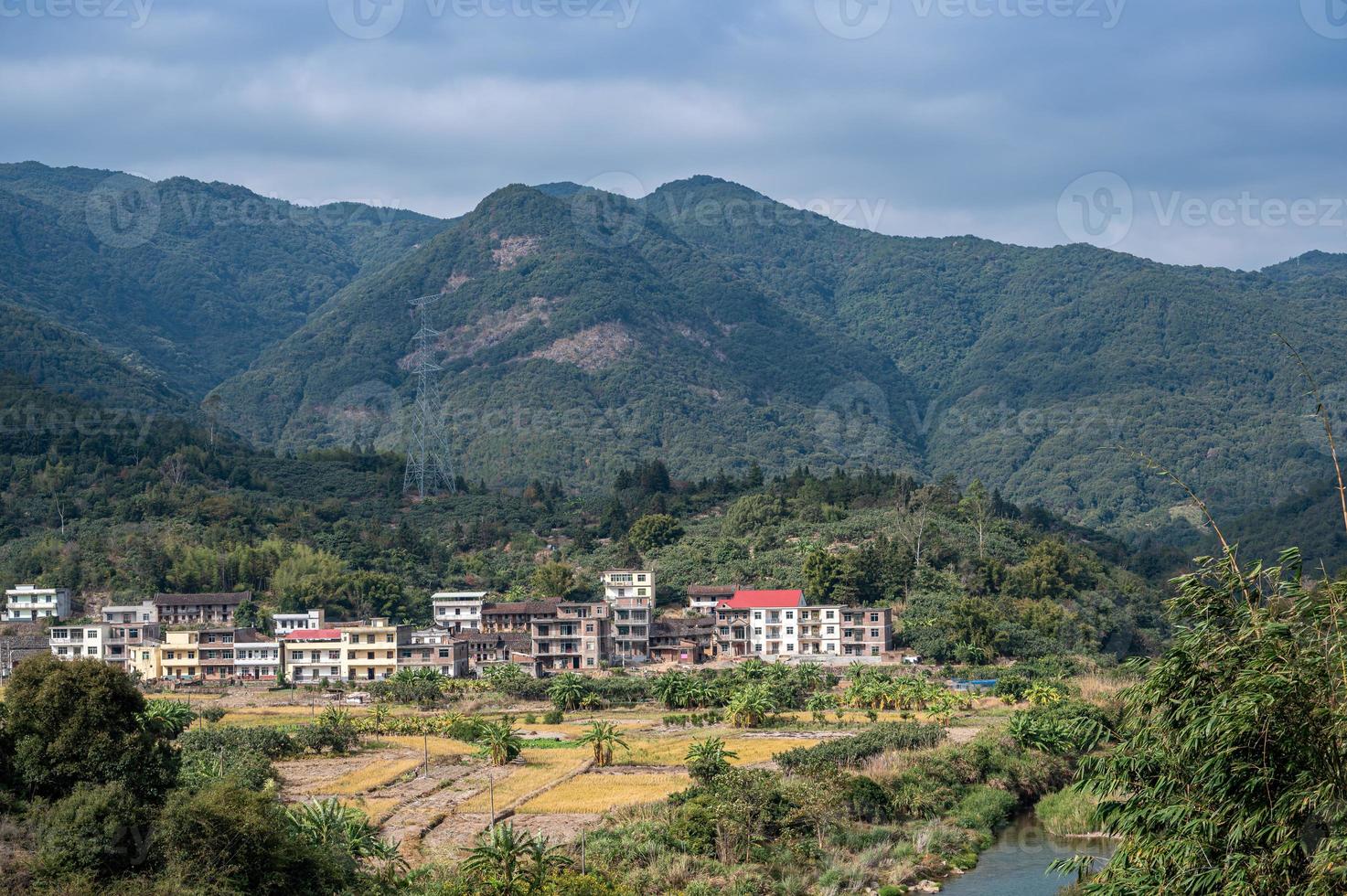 In the villages in the mountains, the crops in the fields are ripe photo