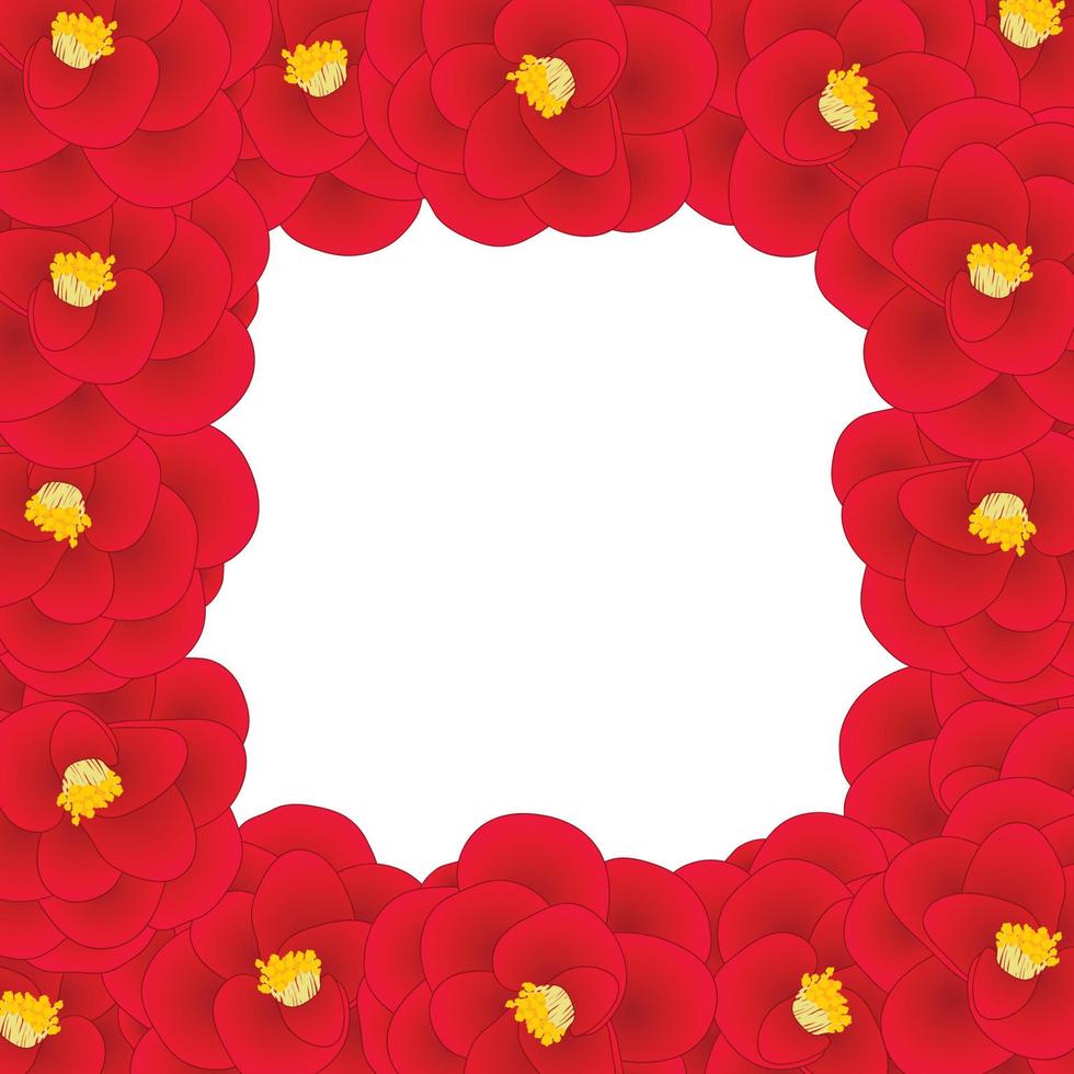 Red Camellia Flower Border2 vector