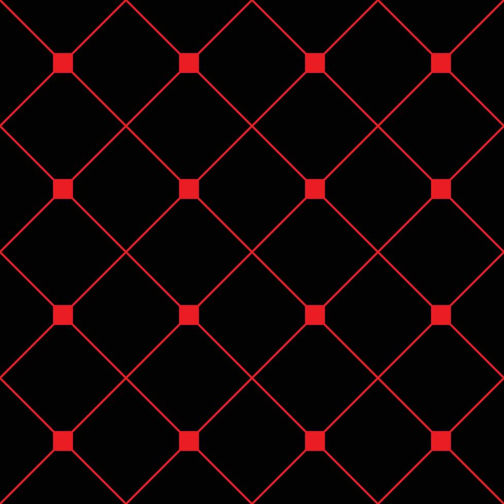 Red Square Diamond Grid Black Background. Classic Minimal Pattern Texture Background. vector