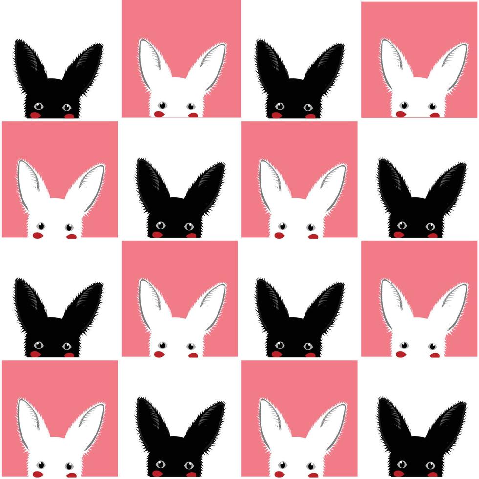 Black White Pink Rabbit Chess board Background vector