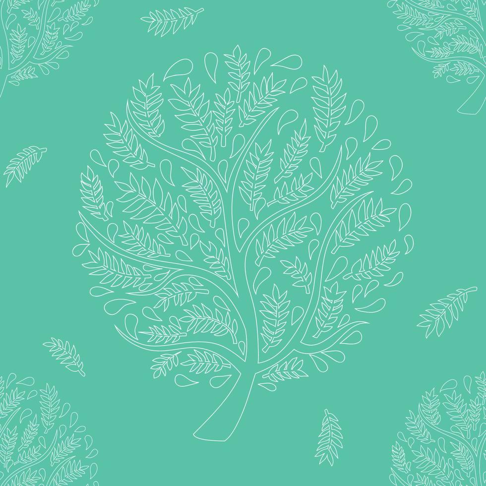 White Tree on Green Background vector