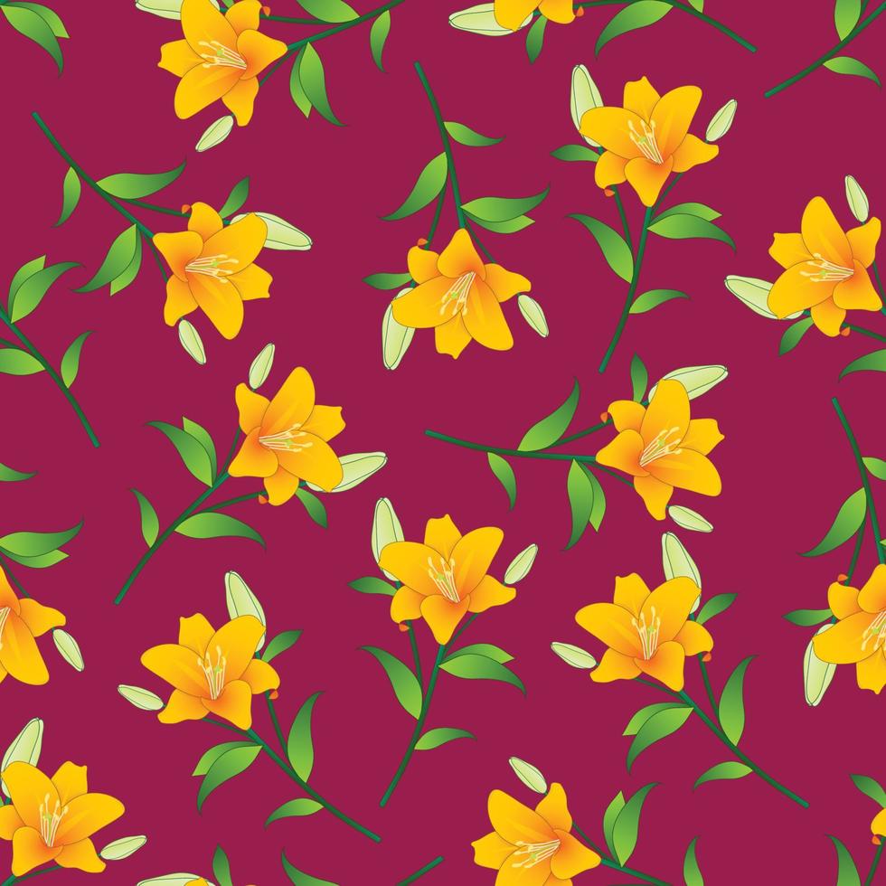 Orange Lily on Violet Red Background vector