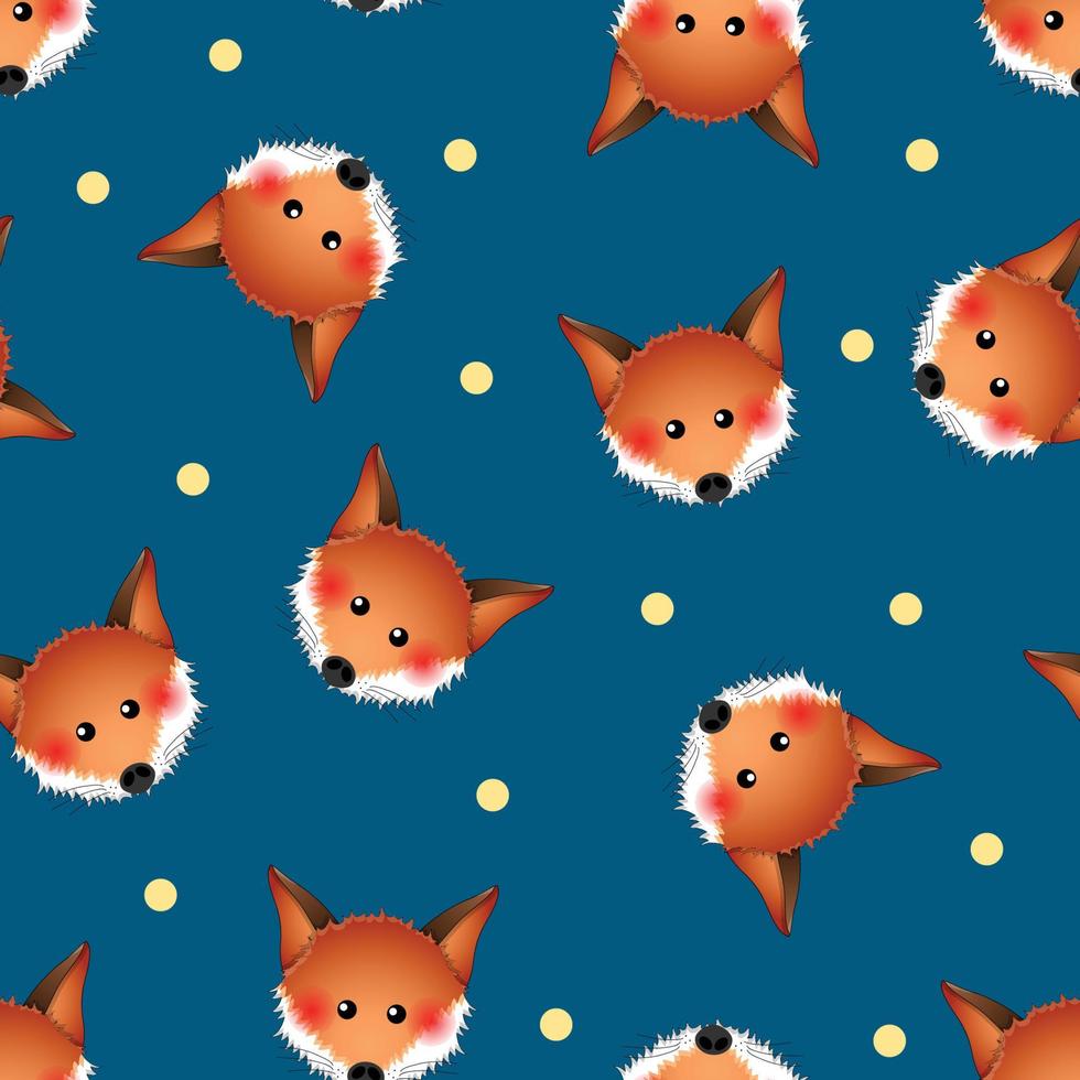 Cute Red Fox on Indigo Blue Background vector