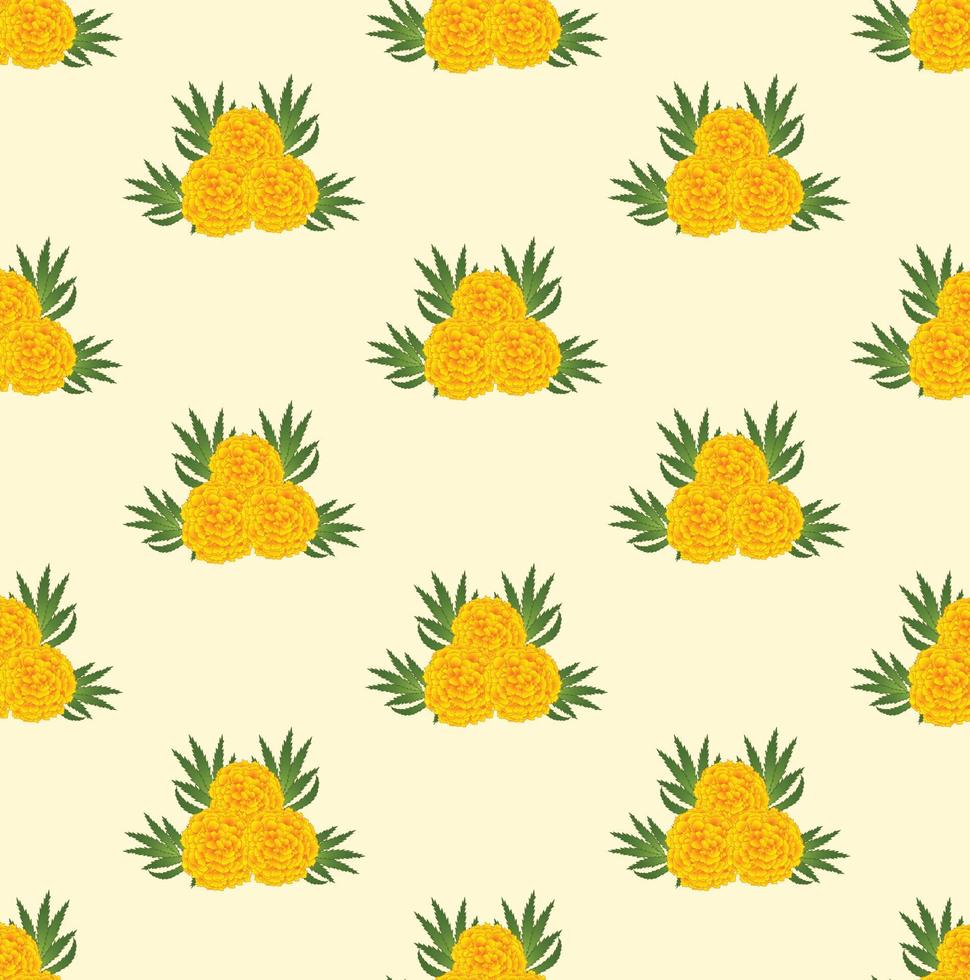 Marigold Seamless on Beige Ivory Background vector