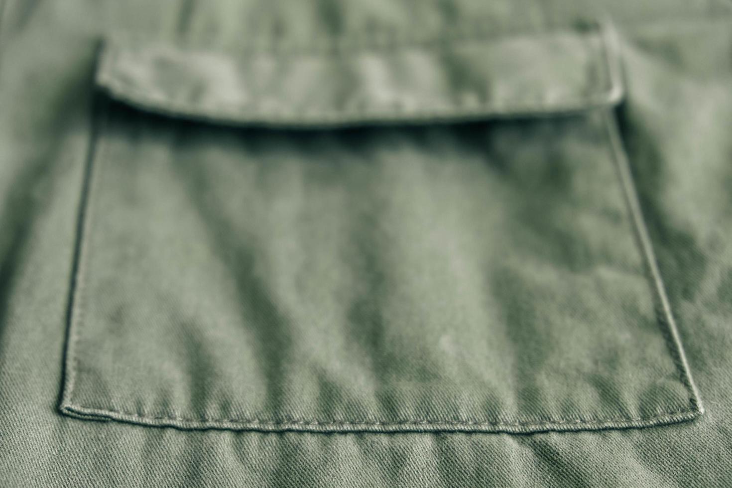 Close-up of pocket on a winter green jacket photo