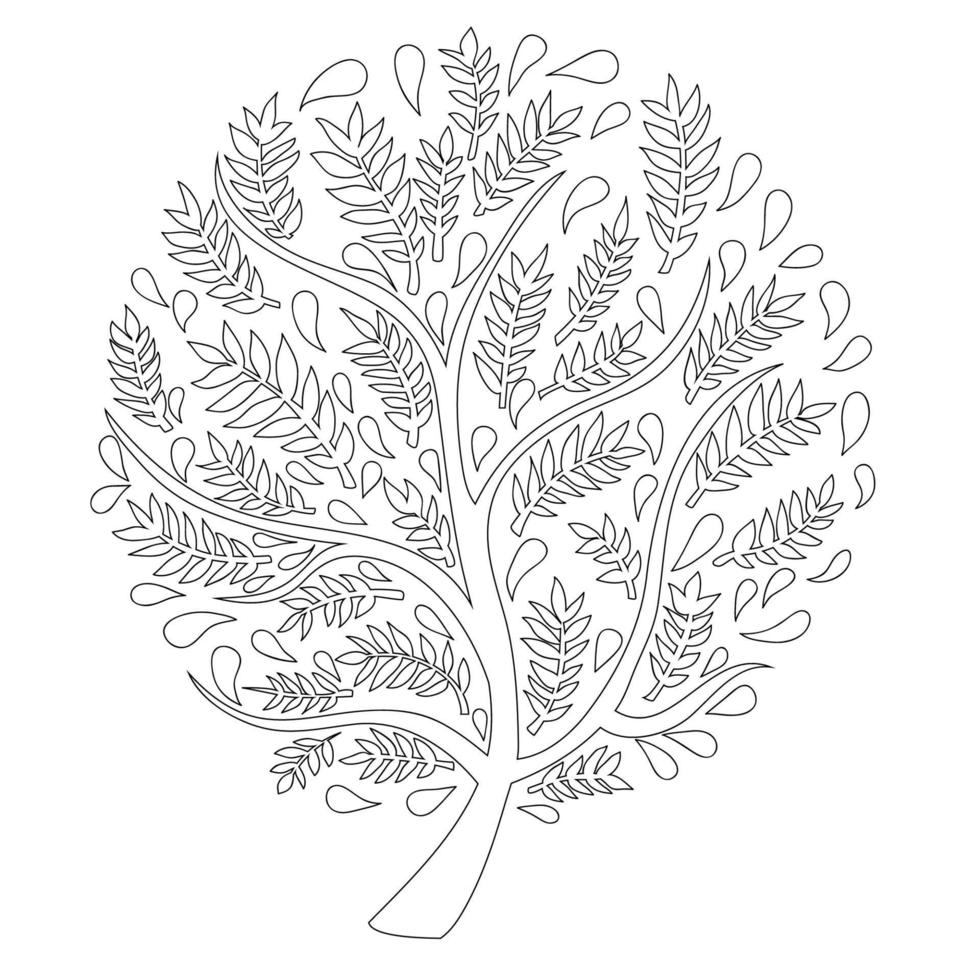 árbol sin color aislado sobre fondo blanco vector