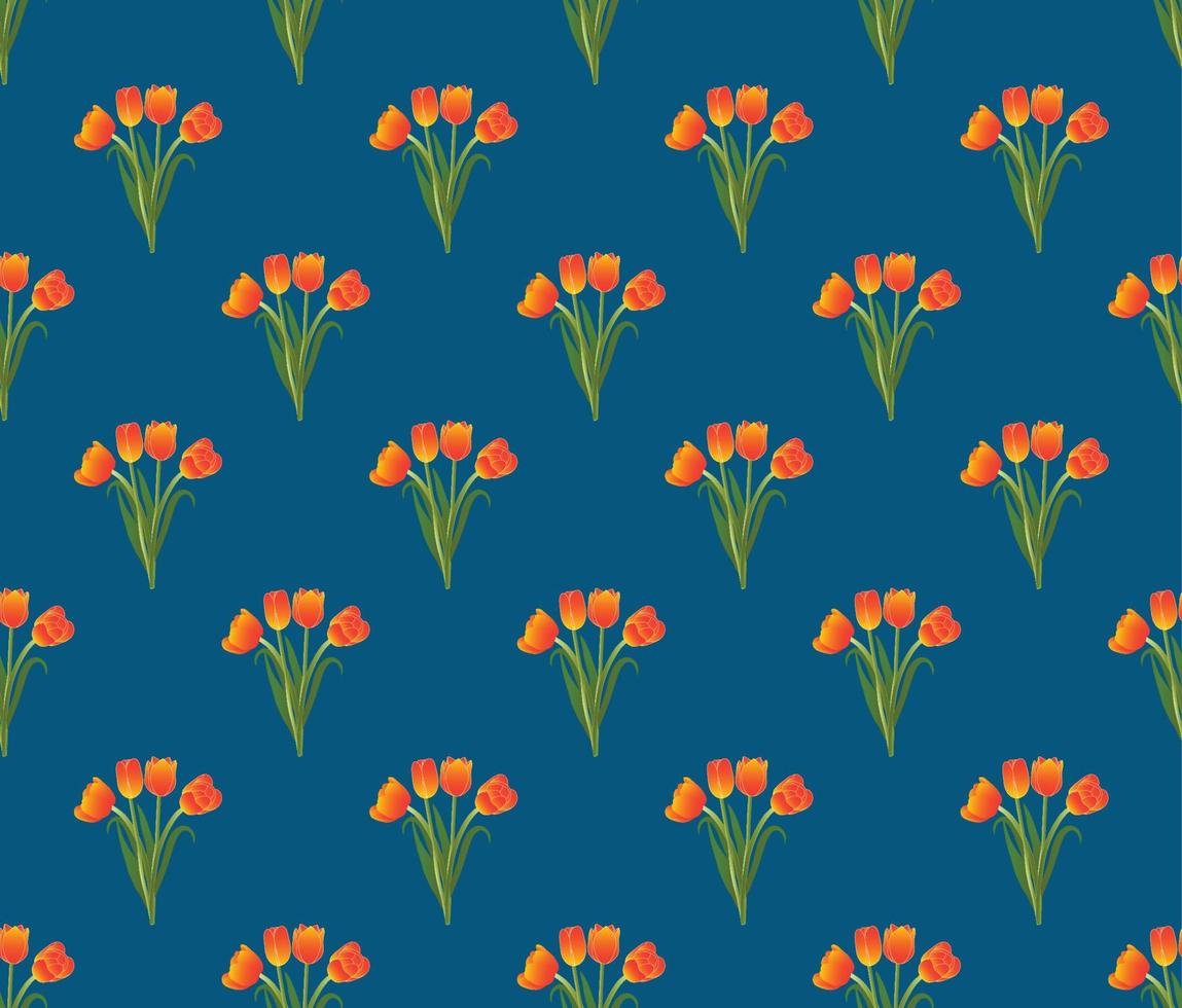 tulipán naranja sobre fondo azul índigo vector