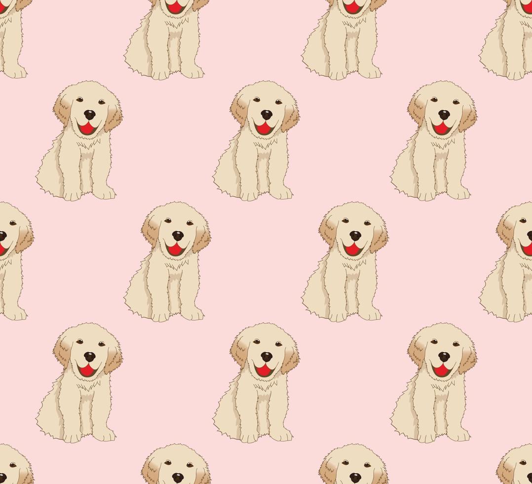 Labrador Golden Retriever Dog Seamless on Pink Background vector