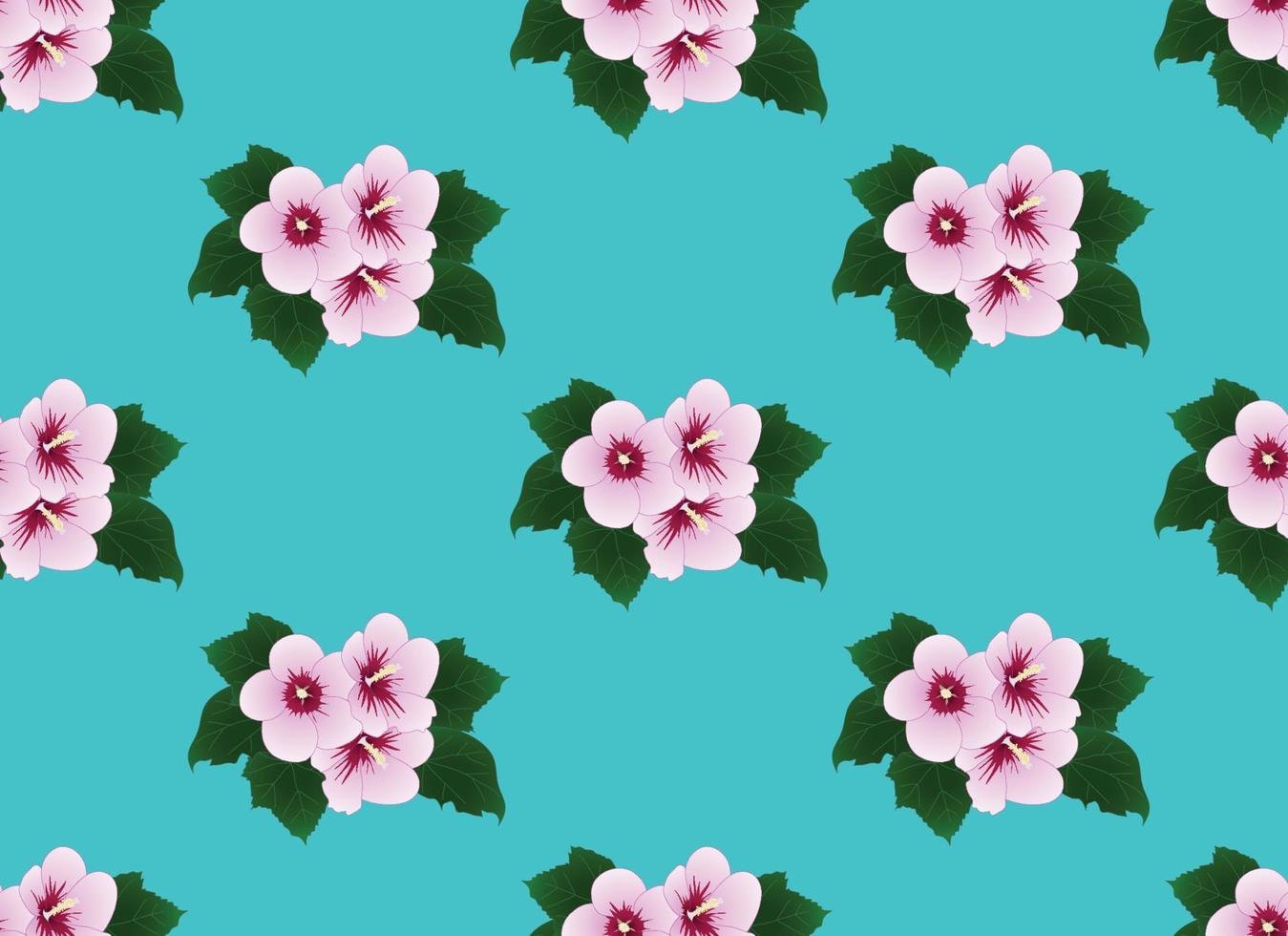 Pink Hibiscus syriacus - Rose of Sharon on Mint Background vector