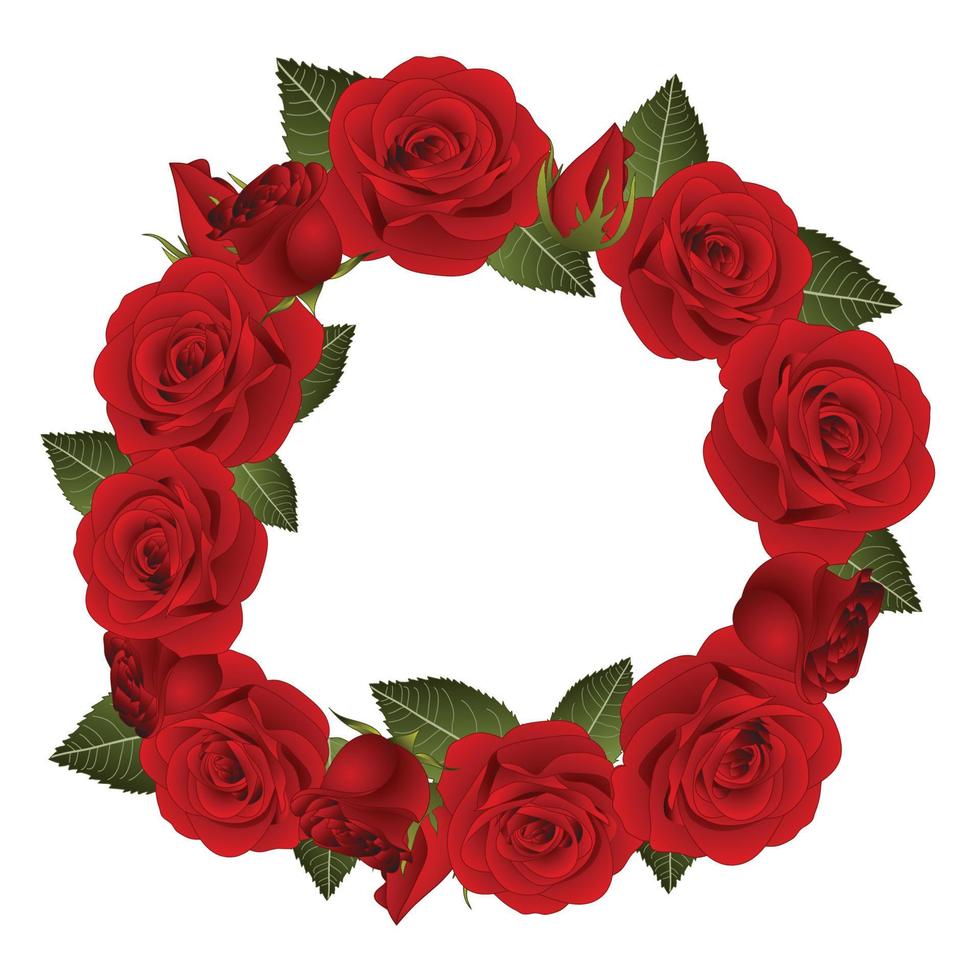 Red Rose Flower Wreath vector