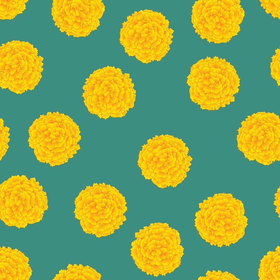 Yellow Marigold On Green Background vector