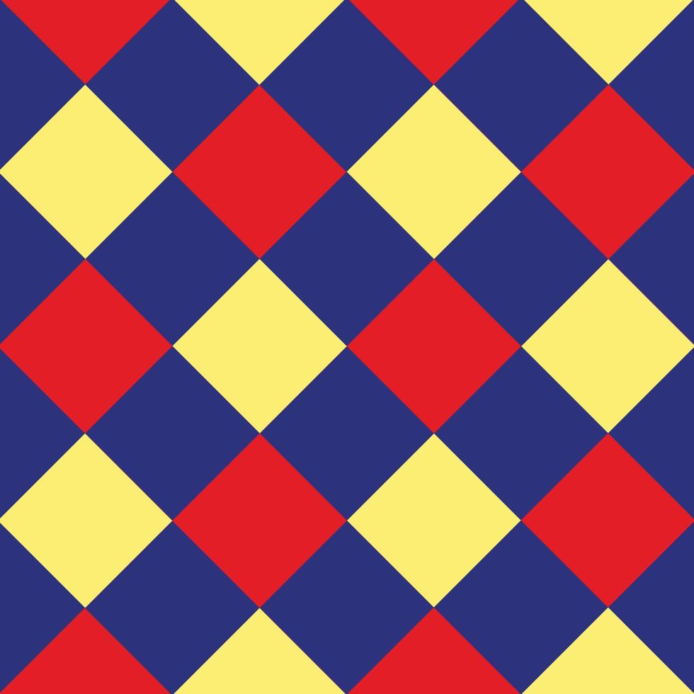 fondo de tablero de ajedrez de diamante amarillo rojo azul vector