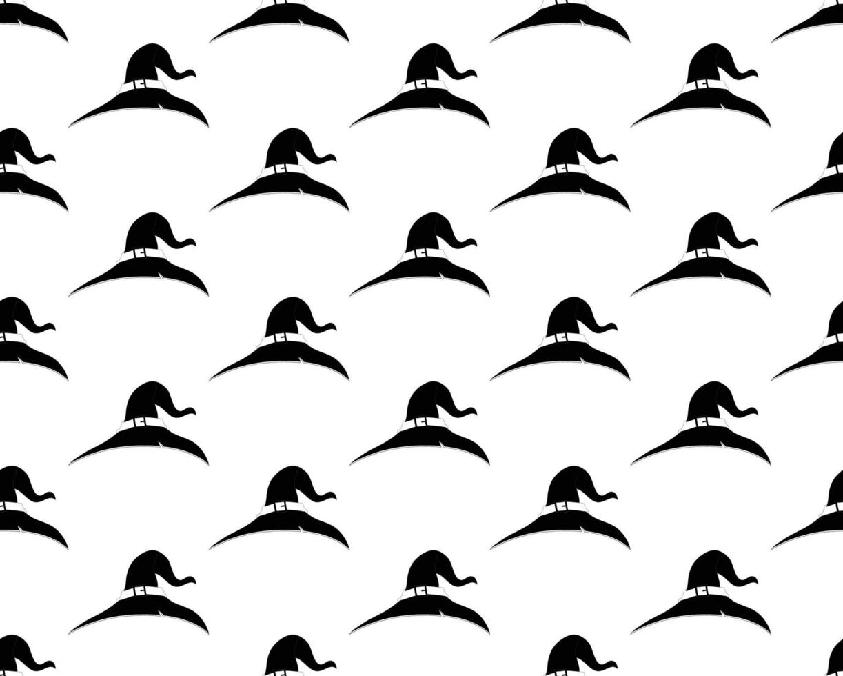 Black Witch Hat Seamless on White Background vector