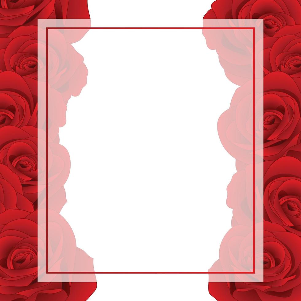 Red Rose Banner Card Border vector