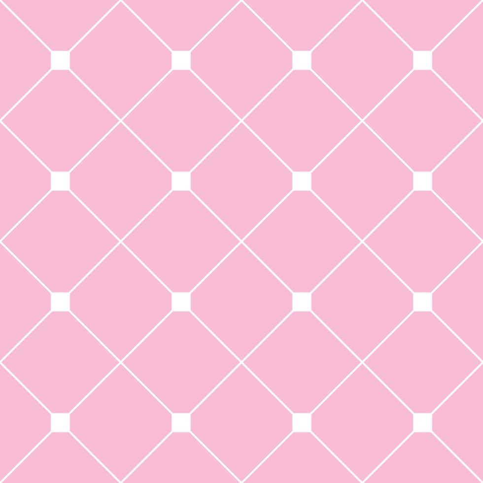 White Square Diamond Grid Light Pink Background. Classic Minimal Pattern Texture Background. vector