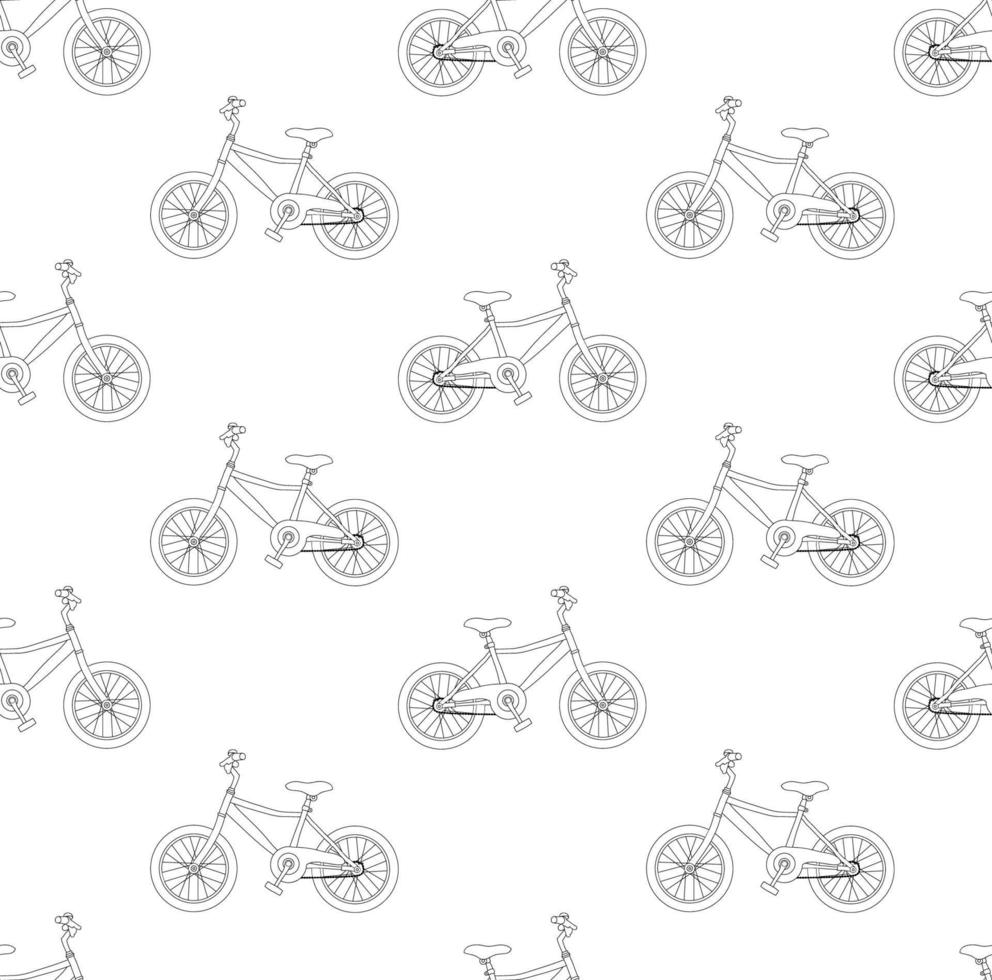 Black Bicycle Seamless on White Background vector