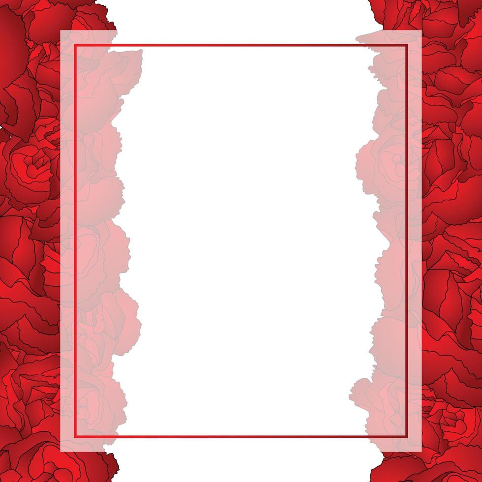 Red Carnation Flower Banner Card Border vector