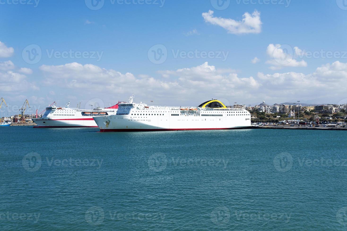 View of cruise ship in port on the island of Crete. photo