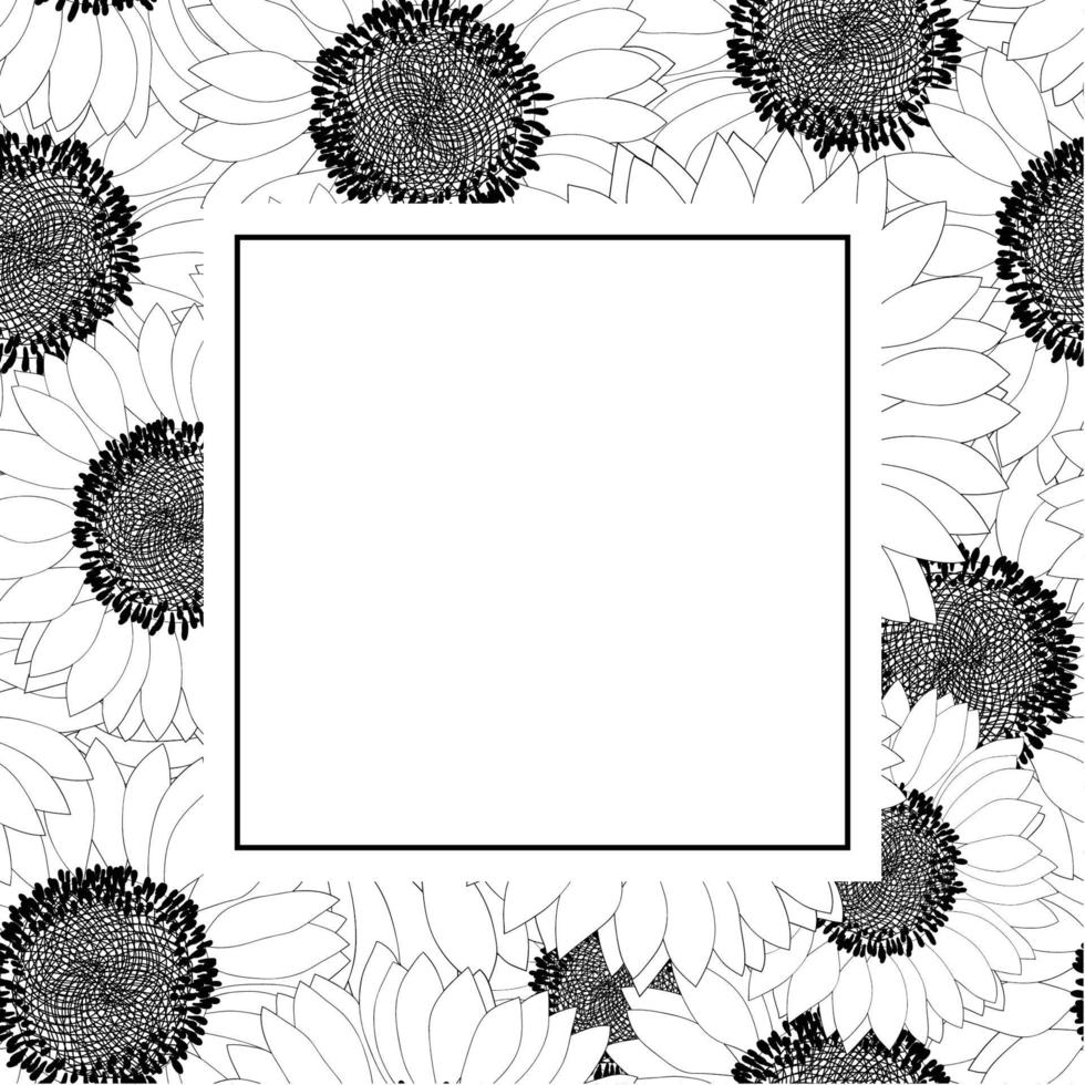 tarjeta de banner de contorno de girasol vector