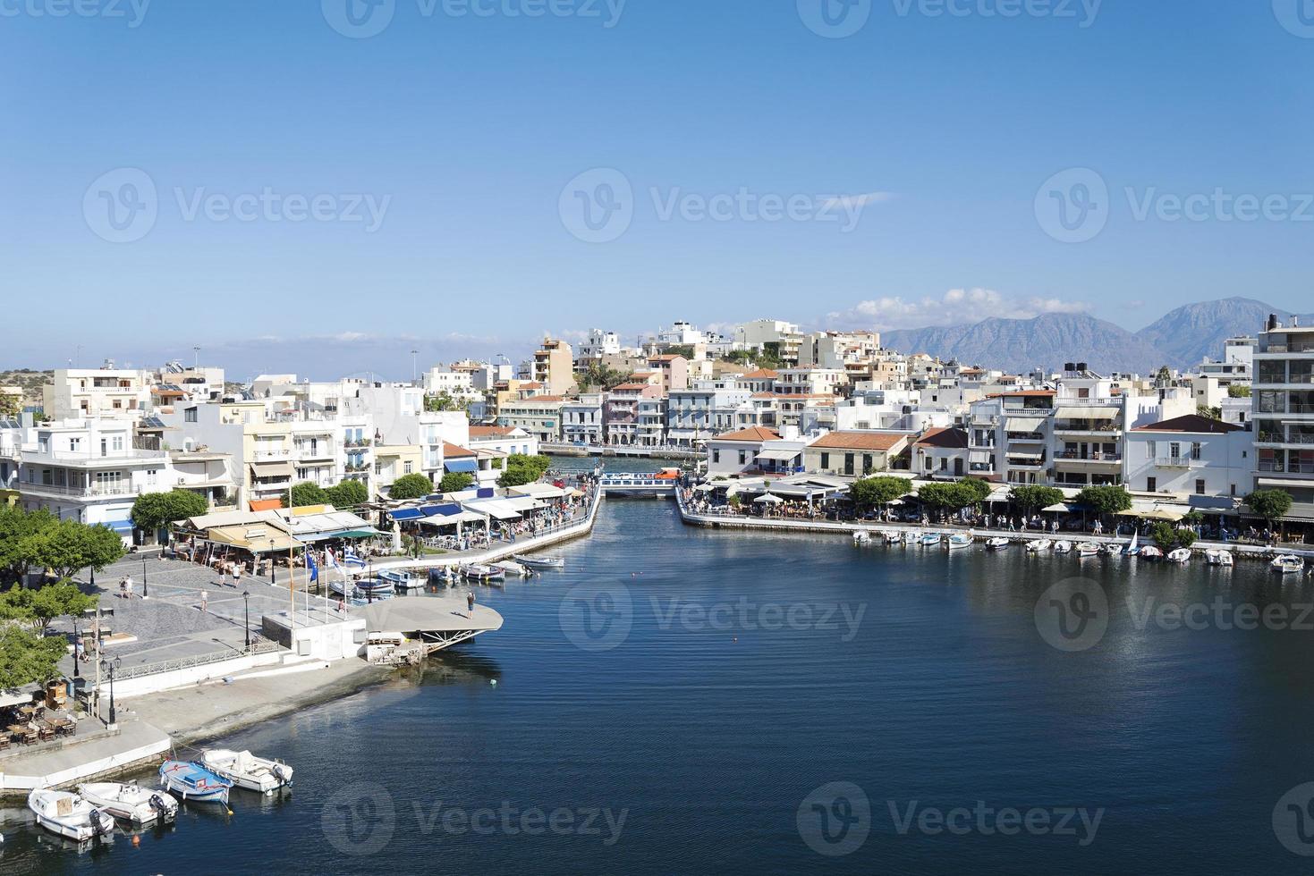 Boat station in the city of Chania at Sunny day. photo