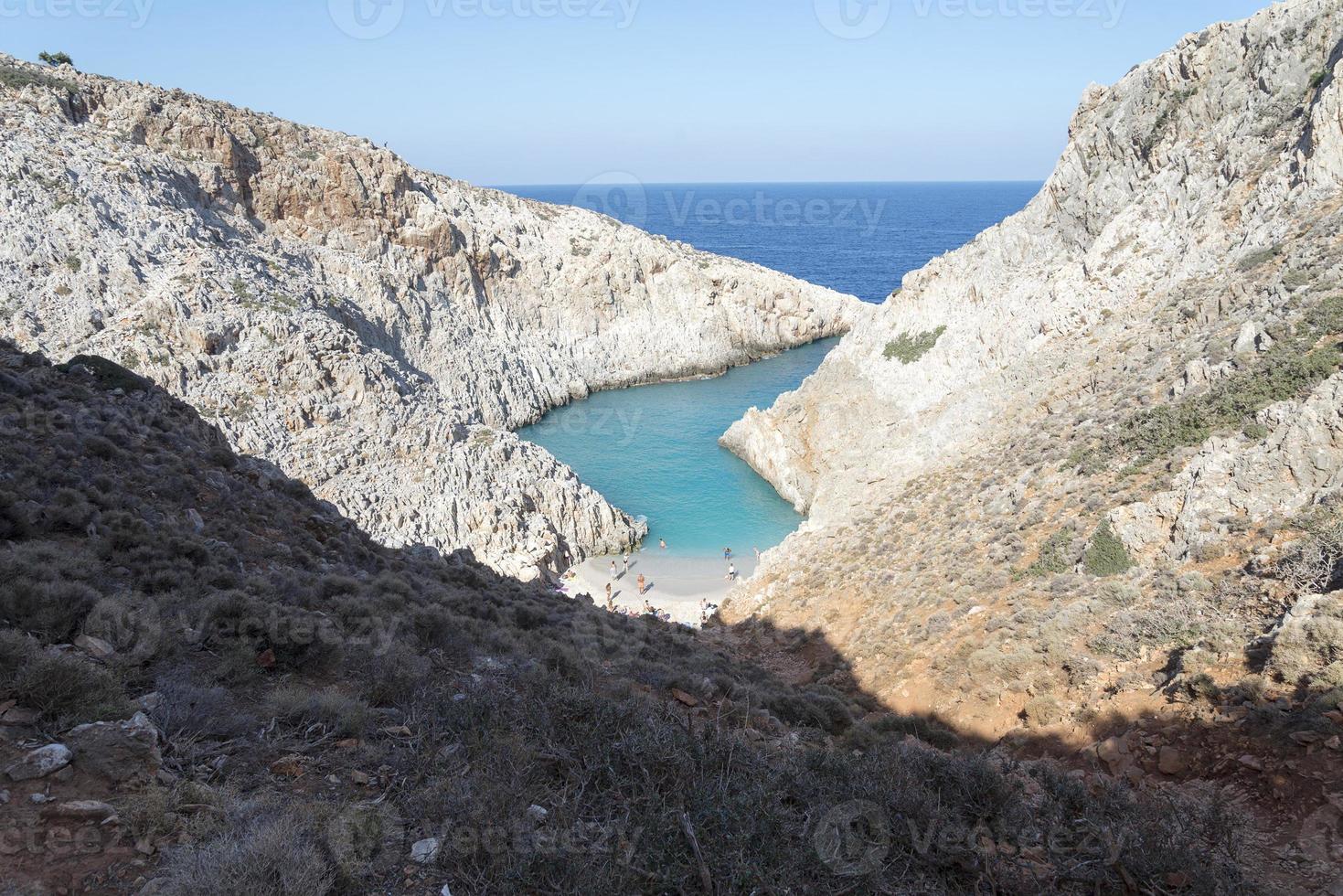 Sandy beach, the Bay of the devil, the island of Crete. photo