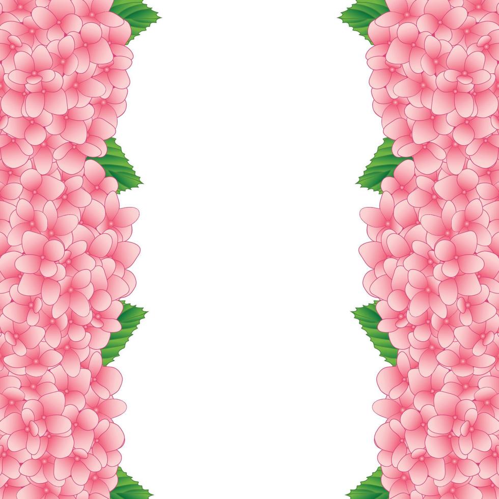 borde de flor de hortensia rosa vector