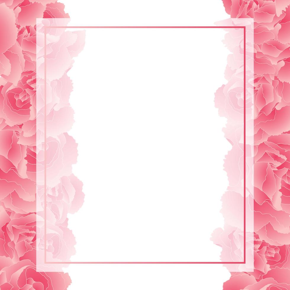 borde de tarjeta de banner de flor de clavel rosa vector