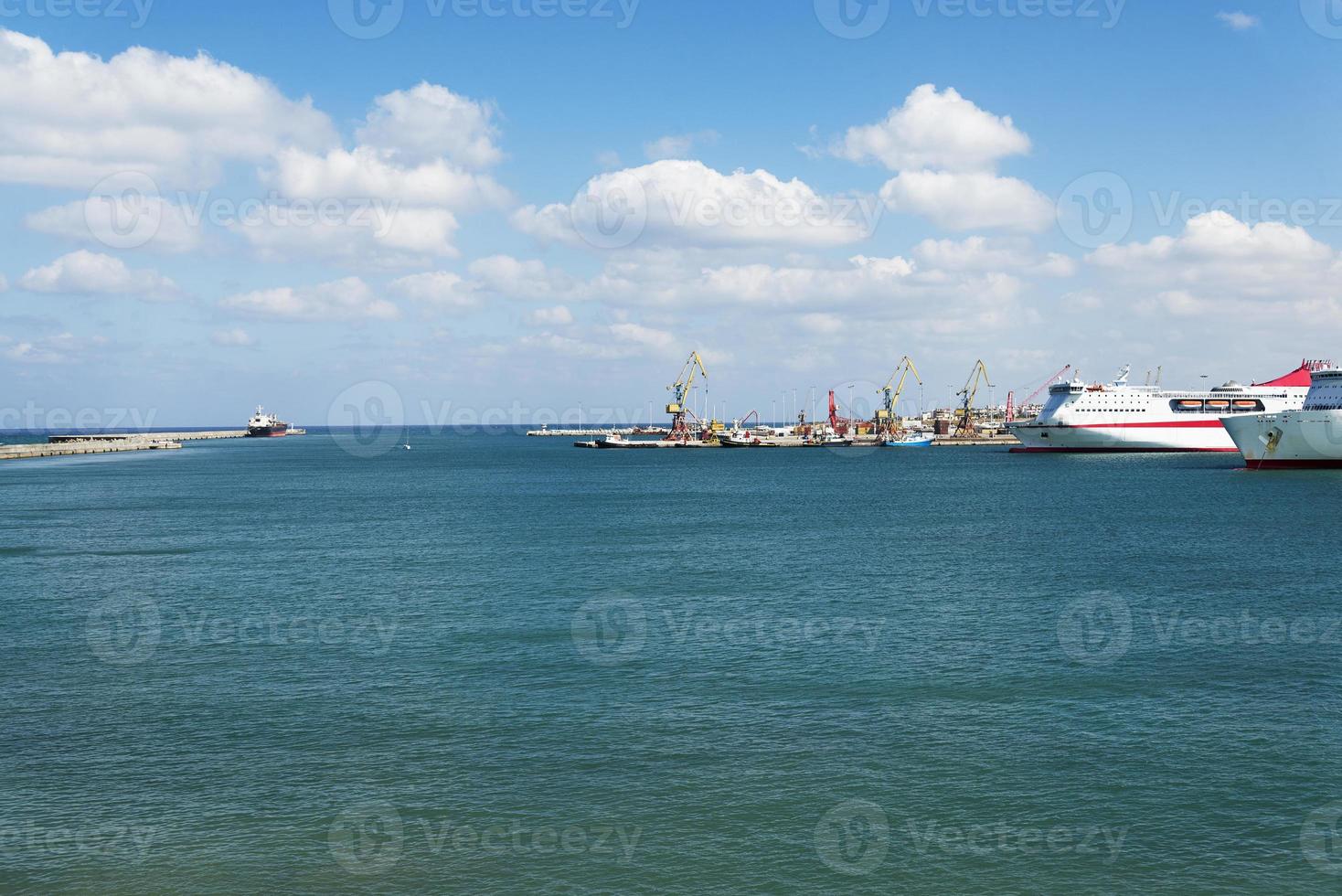View of cruise ship in port on the island of Crete. photo