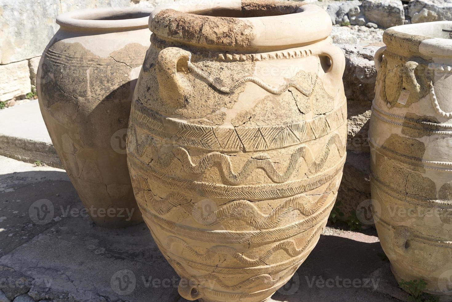 Old clay vases, preserved from antiquity. photo