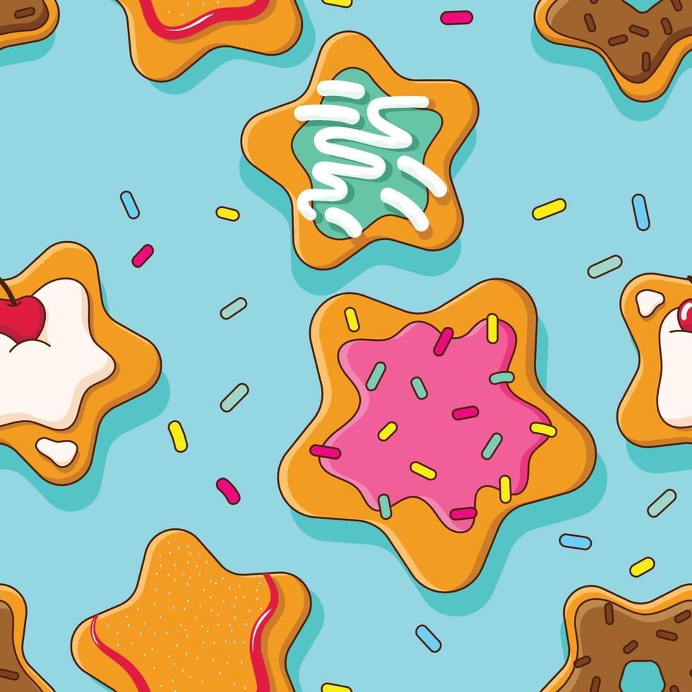 Cute Star Biscuit Seamless Pattern vector