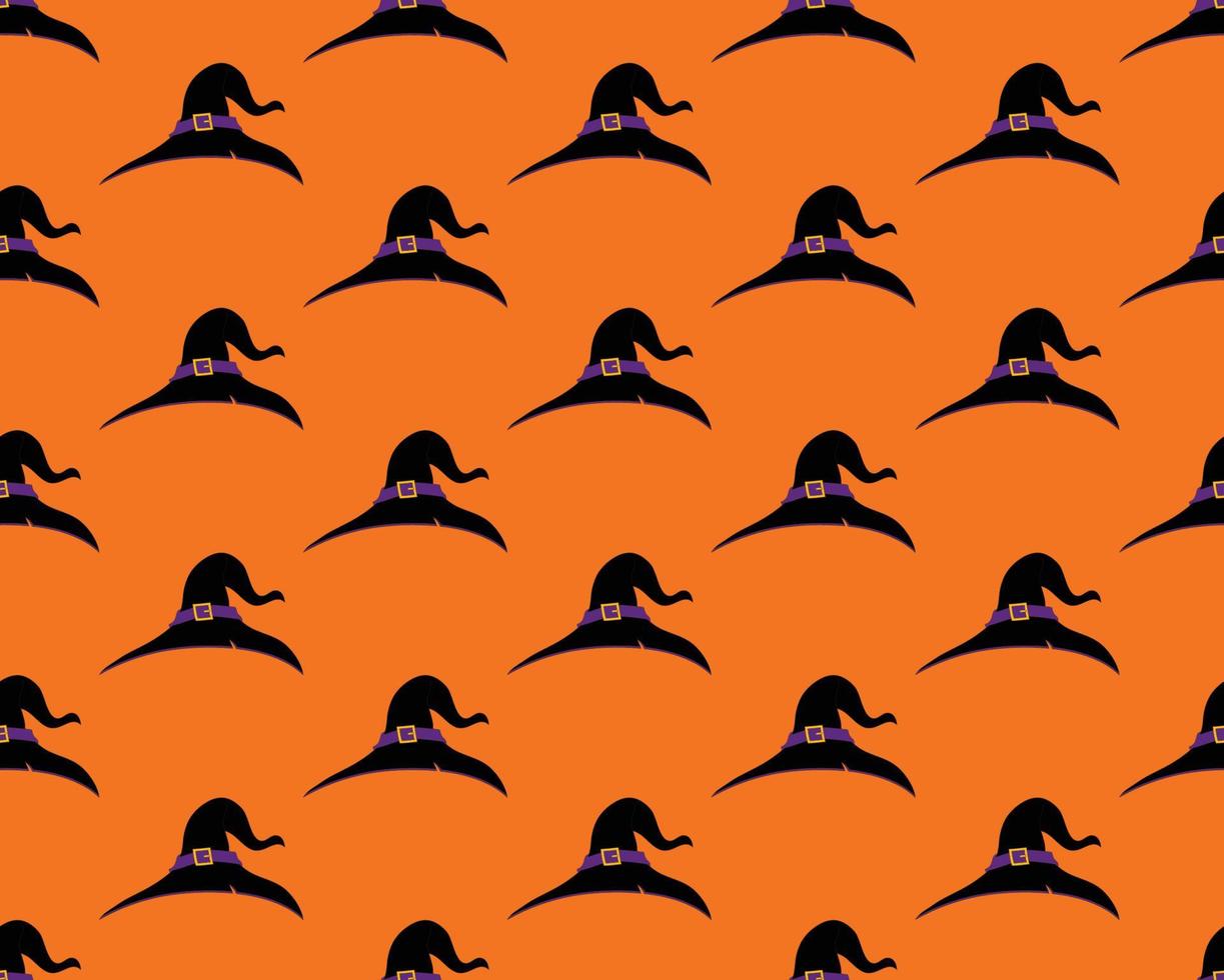 Witch Hat Seamless on Orange Background vector